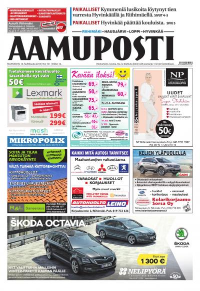 Aamuposti (Riihimäki) 16.4.2018 Lehtiluukku.fi Aamuposti (Riihimäki) 16.4.2018 Lehtiluukku.fi