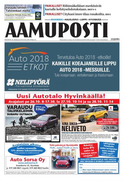 Aamuposti (Riihimäki) 26.10.2018 Lehtiluukku.fi Aamuposti (Riihimäki) 26.10.2018 Lehtiluukku.fi