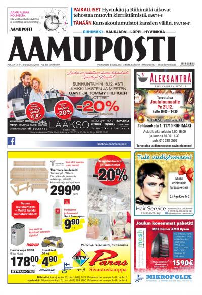 Aamuposti (Riihimäki) 14.12.2018 Lehtiluukku.fi Aamuposti (Riihimäki) 14.12.2018 Lehtiluukku.fi