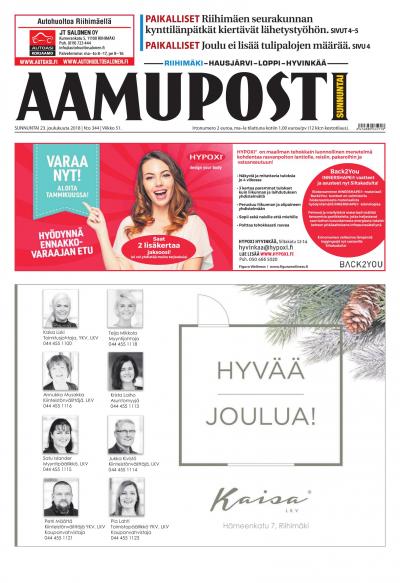 Aamuposti (Riihimäki) 23.12.2018 Lehtiluukku.fi Aamuposti (Riihimäki) 23.12.2018 Lehtiluukku.fi