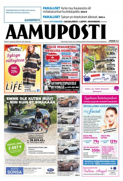 Aamuposti (Hyvinkää) 17.9.2019 Lehtiluukku.fi Aamuposti (Hyvinkää) 17.9.2019 Lehtiluukku.fi