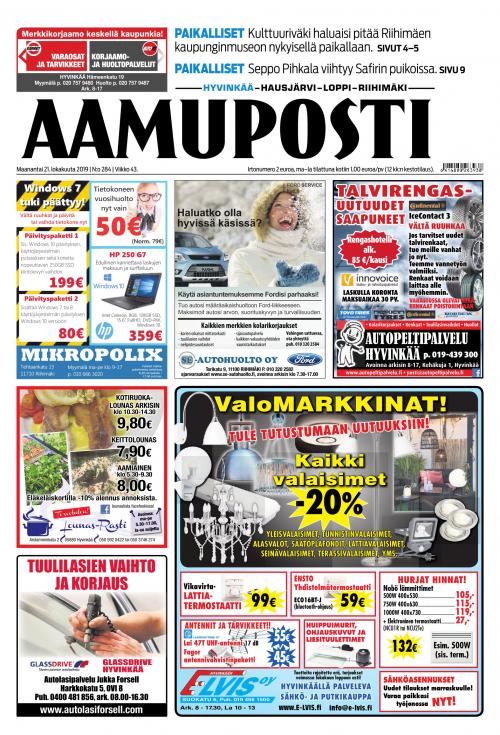 Aamuposti (Hyvinkää) 21.10.2019 Lehtiluukku.fi Aamuposti (Hyvinkää) 21.10.2019 Lehtiluukku.fi