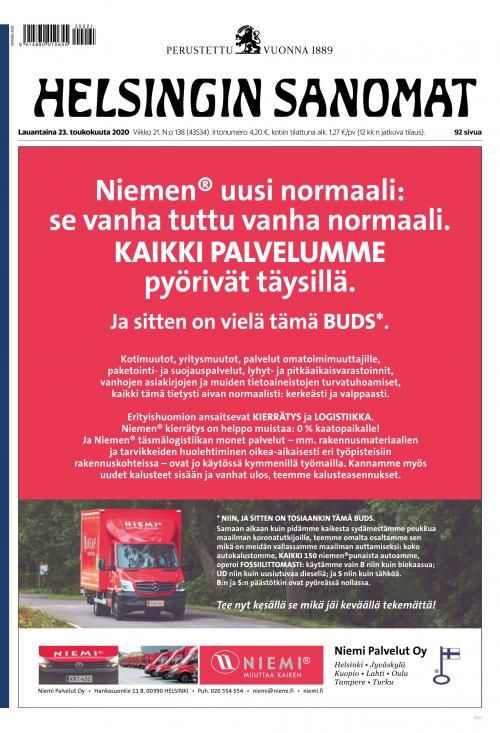 Helsingin Sanomat 23.5.2020 Lehtiluukku.fi Helsingin Sanomat 23.5.2020 Lehtiluukku.fi