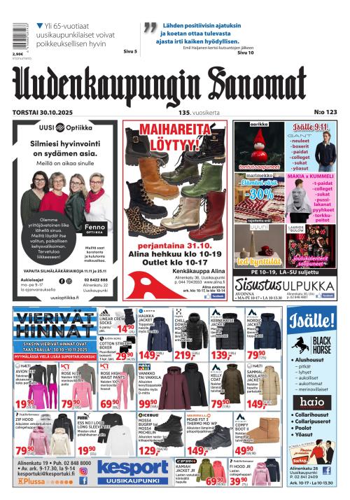 Uudenkaupungin Sanomat 30.10.2025