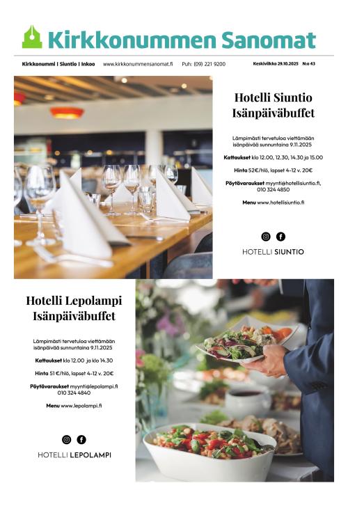 Kirkkonummen Sanomat 29.10.2025