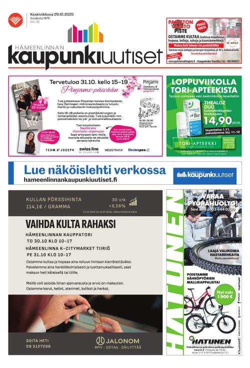 Hämeenlinnan kaupunkiuutiset 29.10.2025