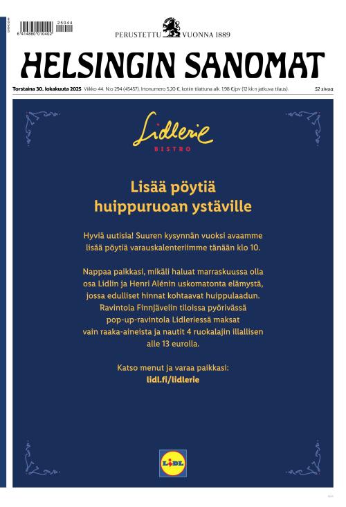 Helsingin Sanomat 30.10.2025