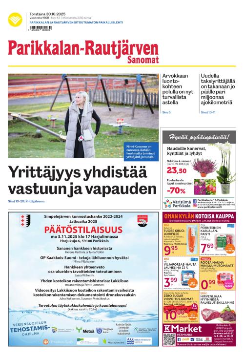 Parikkalan-Rautjärven Sanomat 30.10.2025