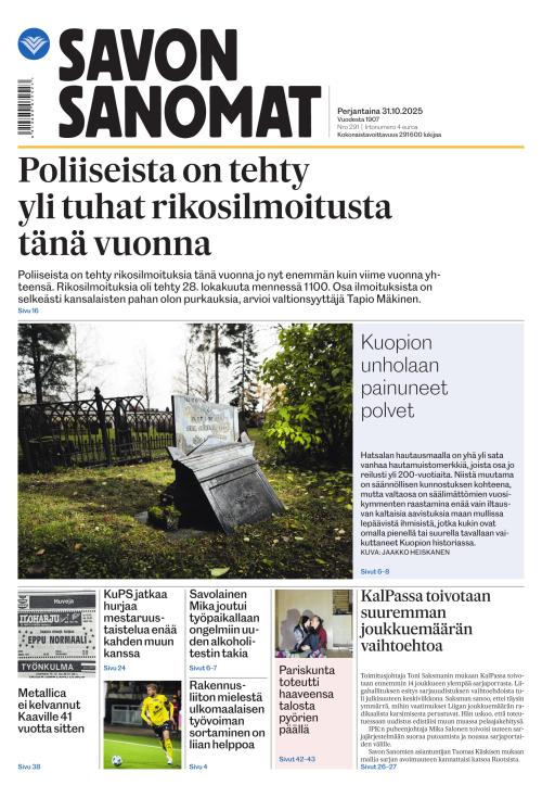 Savon Sanomat 31.10.2025