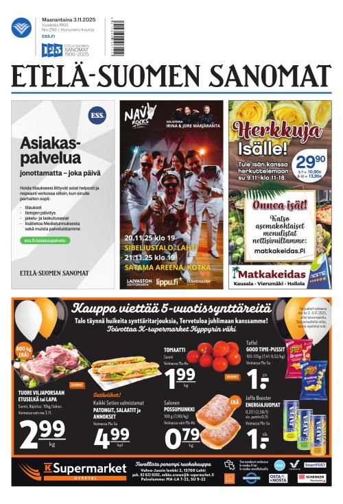 Etelä-Suomen Sanomat 3.11.2025