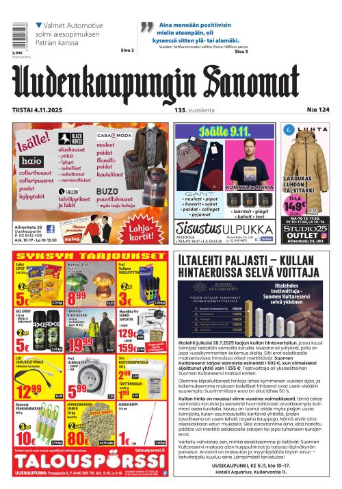 Uudenkaupungin Sanomat 4.11.2025