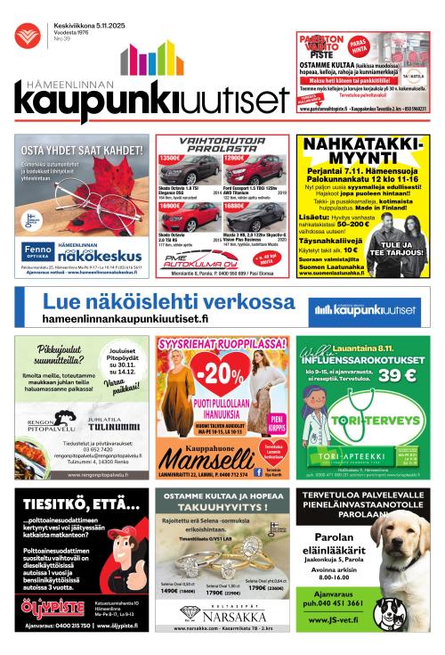 Hämeenlinnan kaupunkiuutiset 5.11.2025