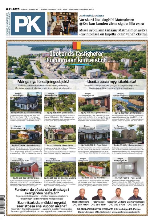 Paraisten kuulutukset 6.11.2025