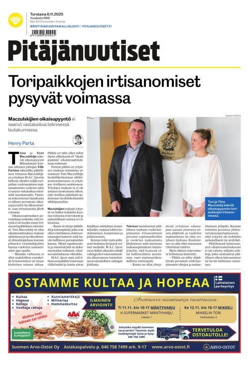 Pitäjänuutiset 6.11.2025