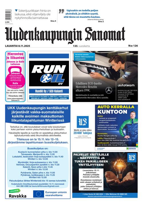 Uudenkaupungin Sanomat 8.11.2025