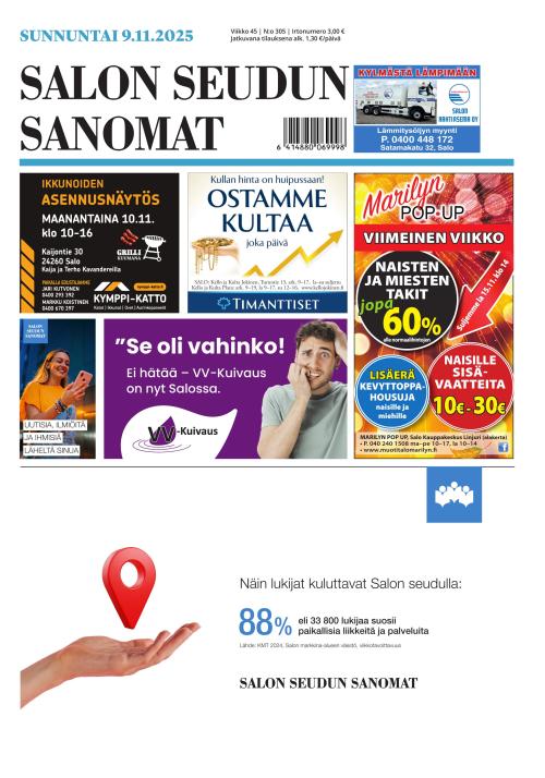 Salon Seudun Sanomat 9.11.2025
