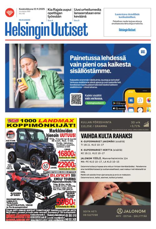 Helsingin Uutiset (Kaakko) & Kallio Lehti 12.11.2025