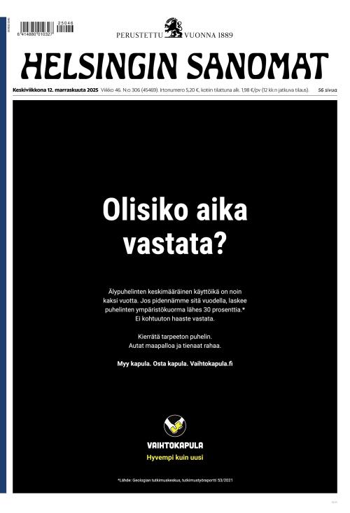 Helsingin Sanomat 12.11.2025