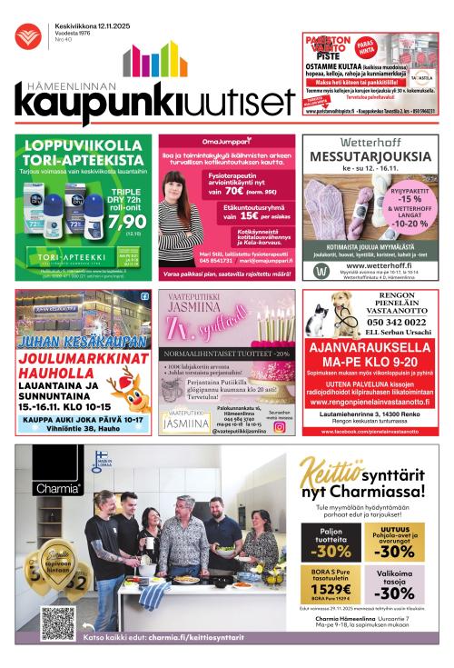 Hämeenlinnan kaupunkiuutiset 12.11.2025