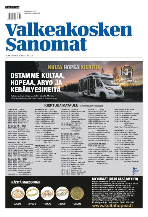 Valkeakosken Sanomat 13.11.2025