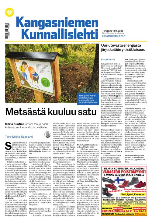 Kangasniemen kunnallislehti 13.11.2025