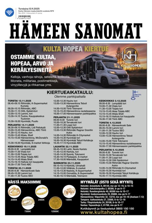 Hämeen Sanomat 13.11.2025