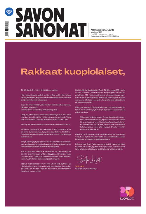 Savon Sanomat 17.11.2025