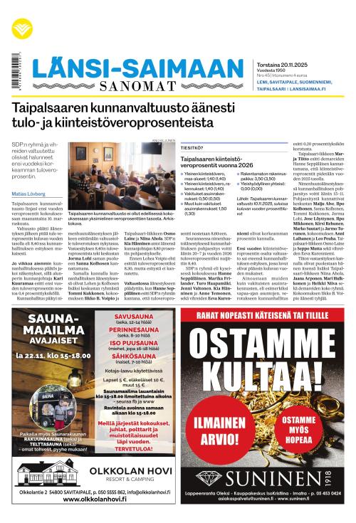 Länsi-Saimaan Sanomat 20.11.2025