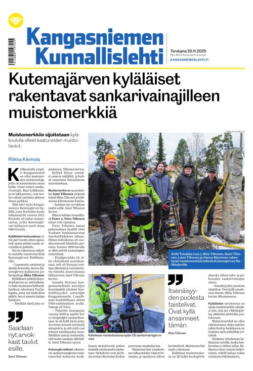 Kangasniemen kunnallislehti 20.11.2025