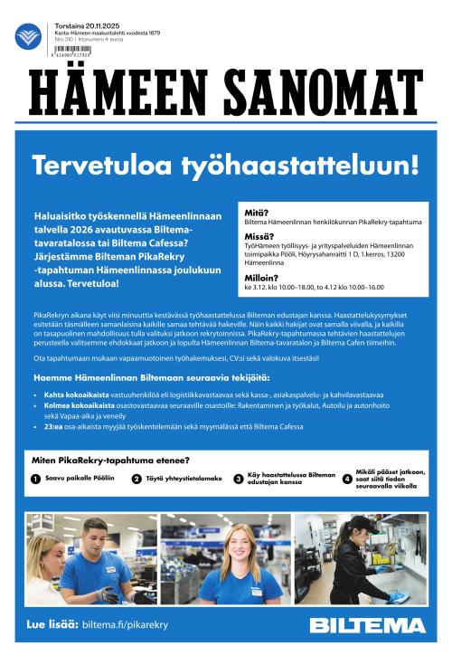 Hämeen Sanomat 20.11.2025