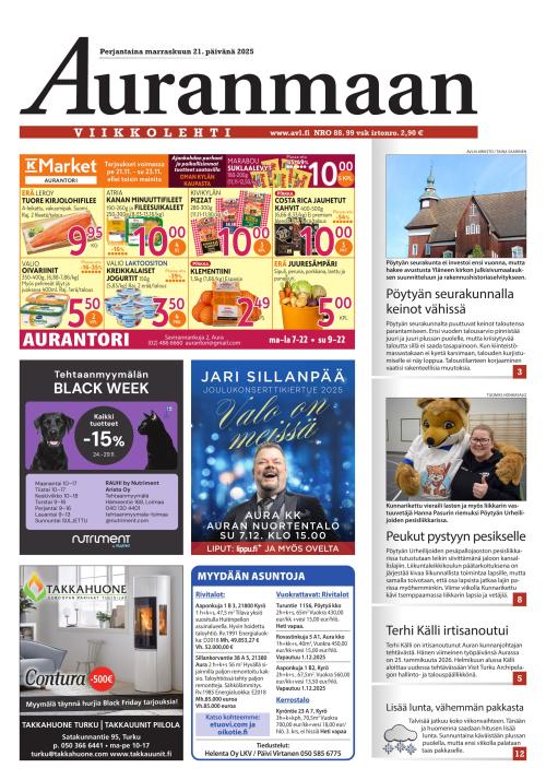 Auranmaan Viikkolehti 21.11.2025