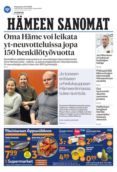 Hämeen Sanomat 21.11.2025