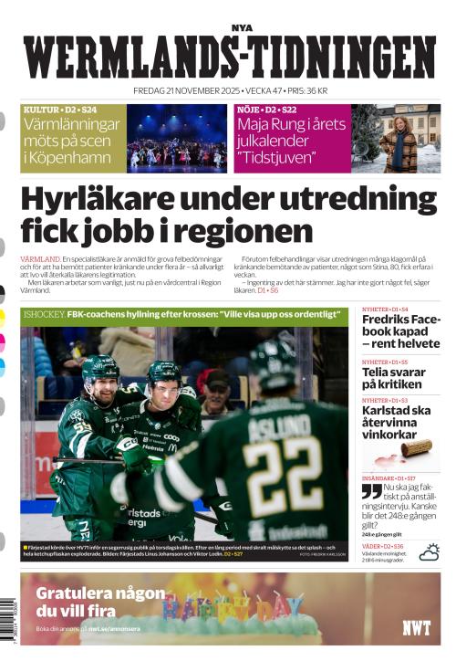 Nya Wermlands-Tidningen 21.11.2025