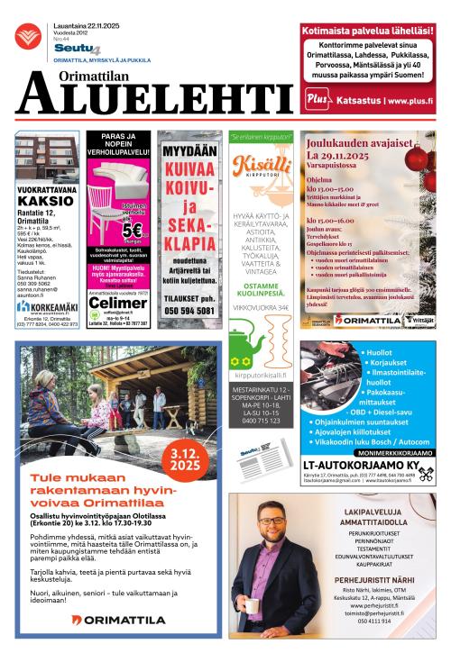 Orimattilan Aluelehti 22.11.2025