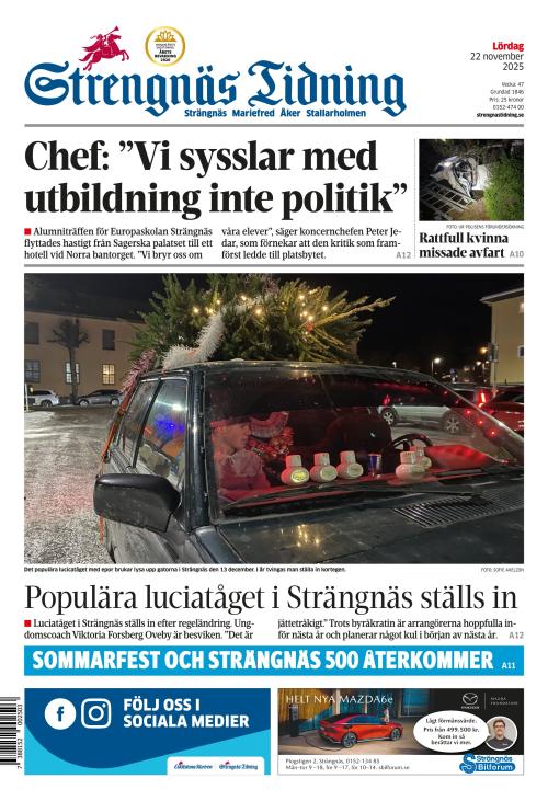 Strengnäs Tidning 22.11.2025