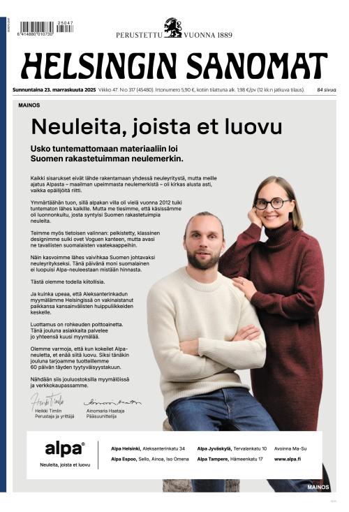 Helsingin Sanomat 23.11.2025