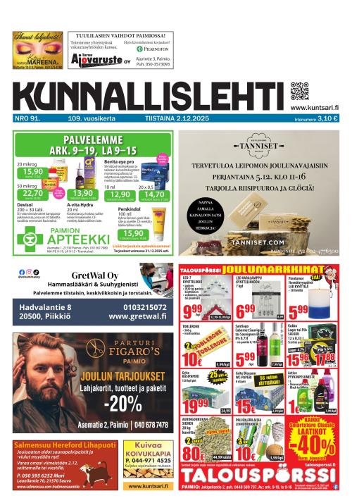 Kunnallislehti Paimio-Sauvo-Kaarina 2.12.2025