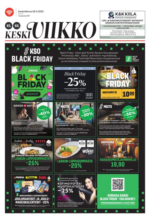 KS Keskiviikko (Kouvolan Sanomat ja Kymen Sanomat -liitteet) 26.11.2025