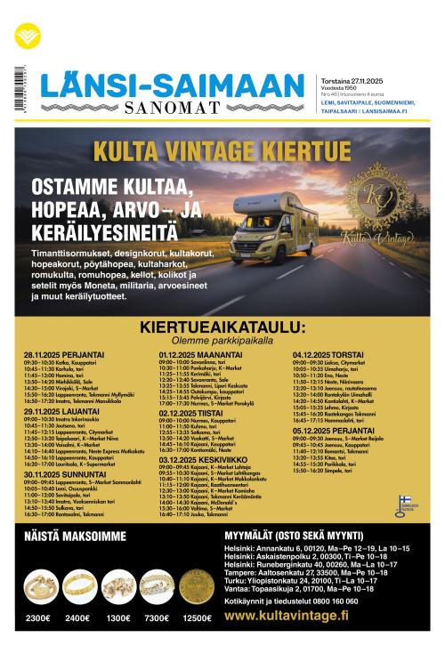 Länsi-Saimaan Sanomat 27.11.2025