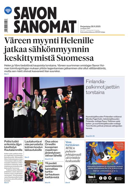 Savon Sanomat 28.11.2025