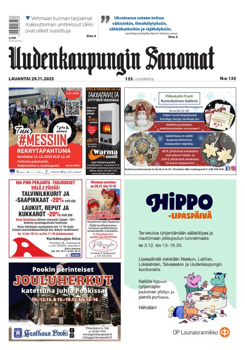 Uudenkaupungin Sanomat 29.11.2025