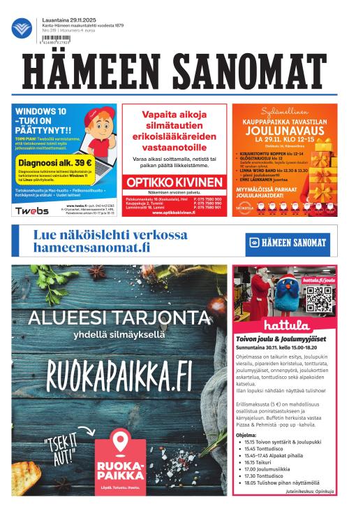 Hämeen Sanomat 29.11.2025