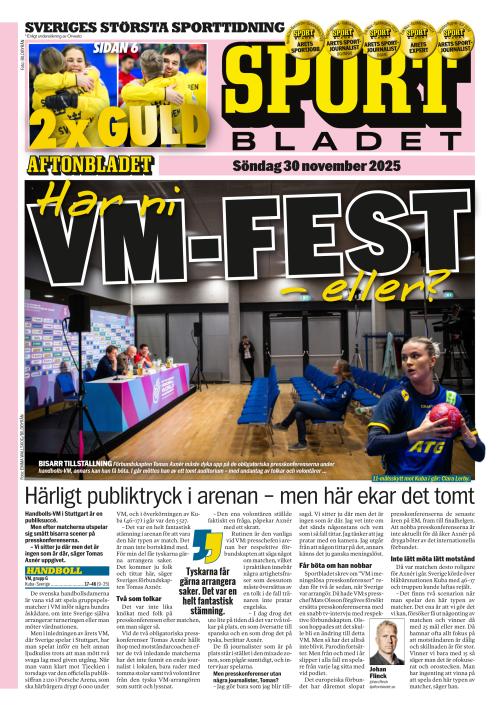 Aftonbladet Sportbladet 30.11.2025