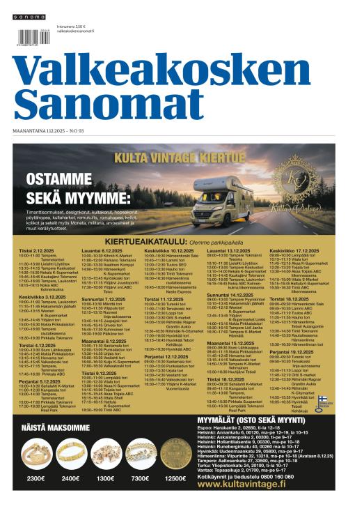 Valkeakosken Sanomat 1.12.2025