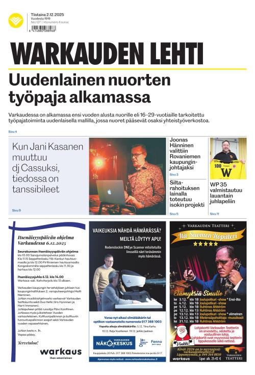 Warkauden Lehti 2.12.2025