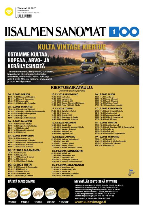 Iisalmen Sanomat 2.12.2025