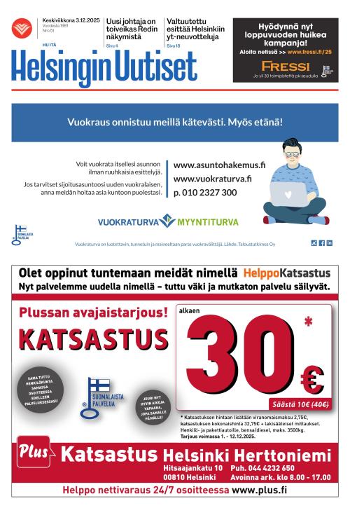 Helsingin Uutiset (Itä) 3.12.2025
