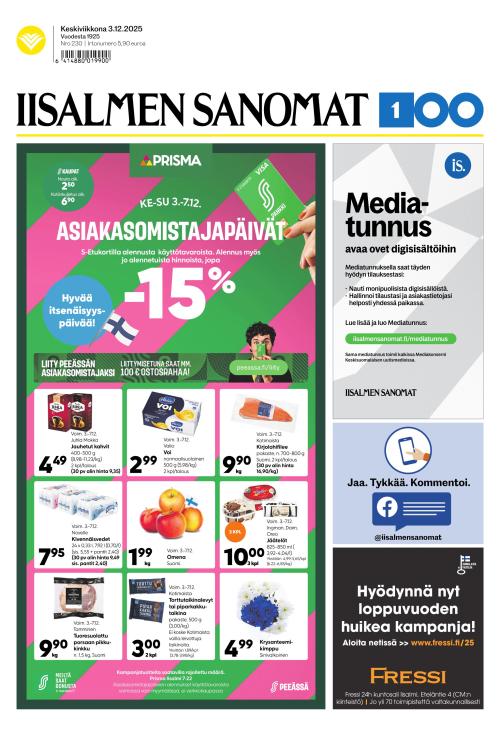 Iisalmen Sanomat 3.12.2025