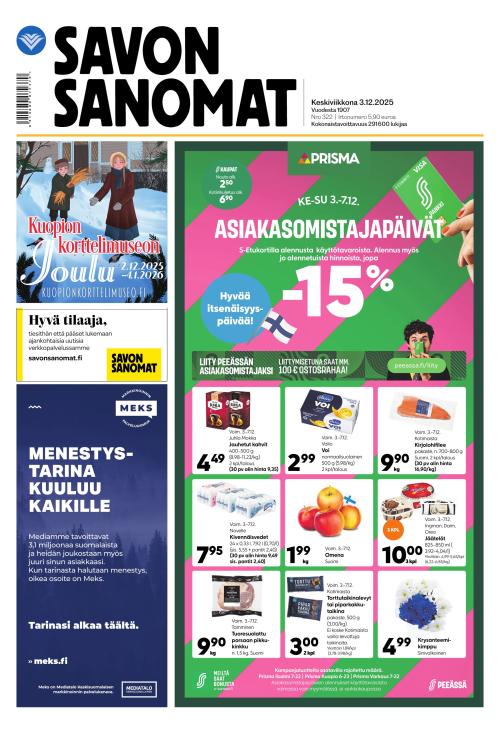 Savon Sanomat 3.12.2025