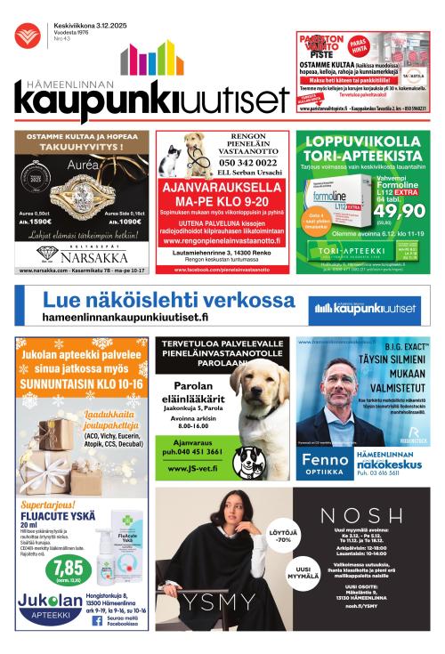 Hämeenlinnan kaupunkiuutiset 3.12.2025